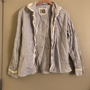 Blue and white striped Victoria’s Secret S pj top